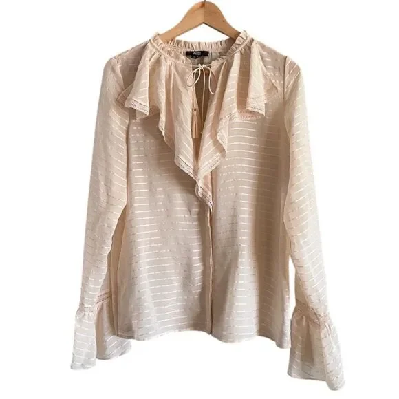 Paige Silvette Striped Silk Ruffle Collar Blouse - Picture 2 of 7